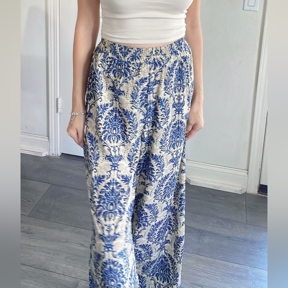 011 Boho Damask Print stretchy waist Trouser Pants - Picture 3 of 12